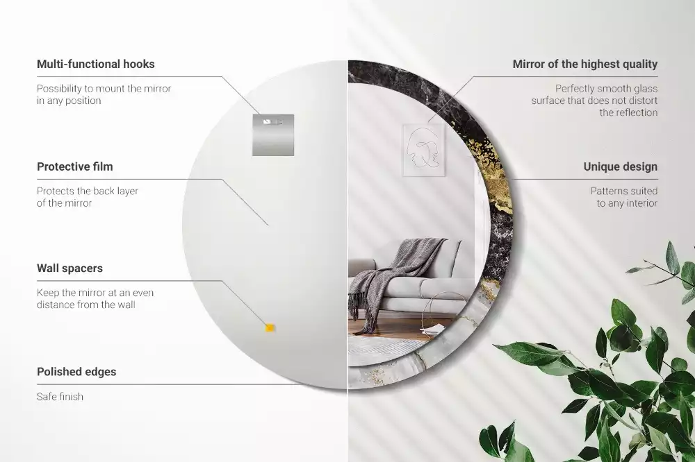 Kerek díszes tükör Márvány padlás