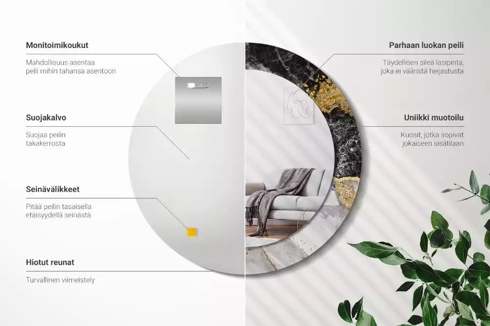 Kerek díszes tükör Márvány padlás