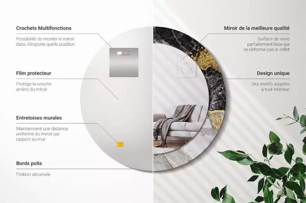 Kerek díszes tükör Márvány padlás