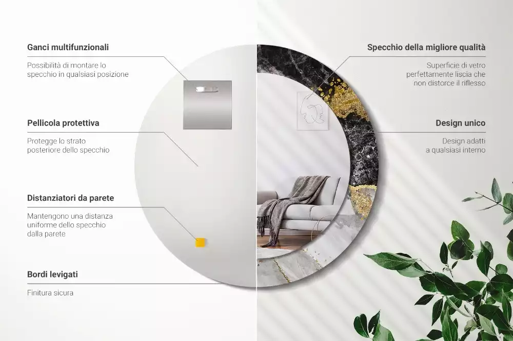 Kerek díszes tükör Márvány padlás