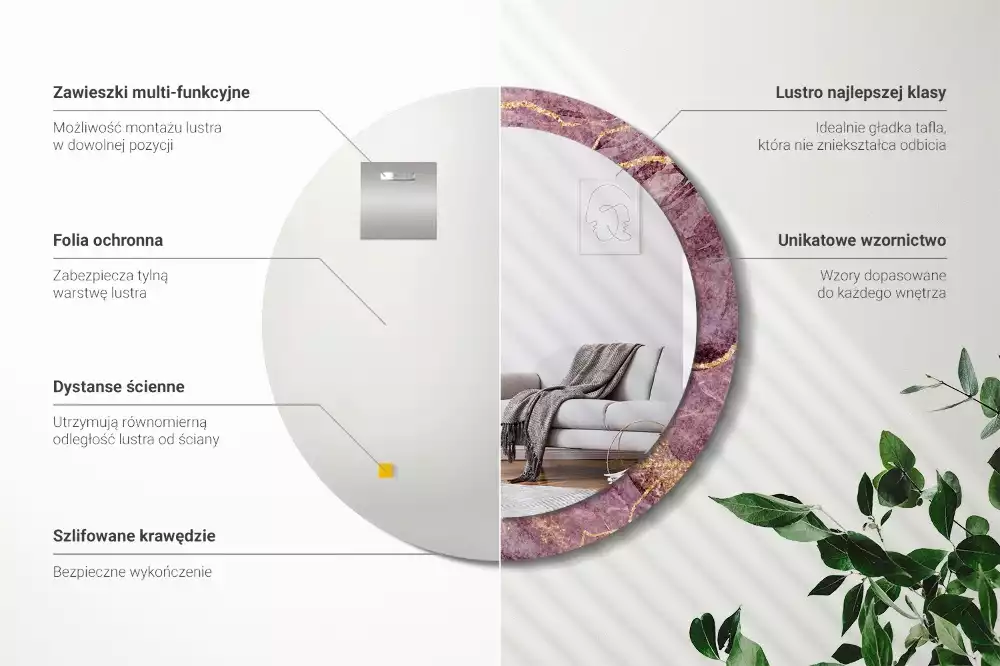 Kerek díszes tükör Márvány utánzat