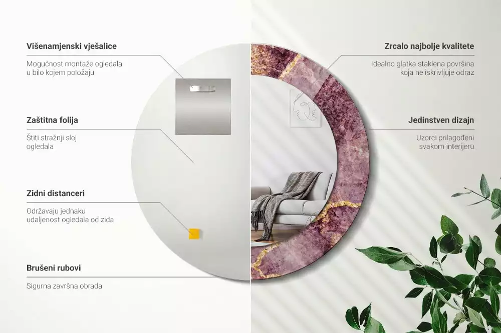 Kerek díszes tükör Márvány utánzat