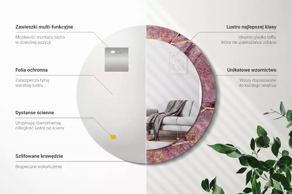 Kerek díszes tükör Márvány utánzat