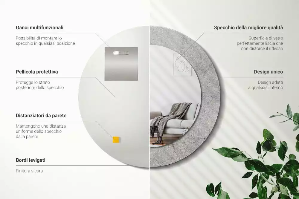 Kerek díszes tükör Szürke cement