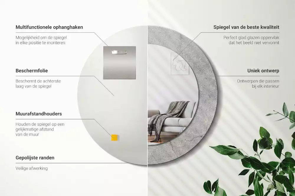 Kerek díszes tükör Szürke cement