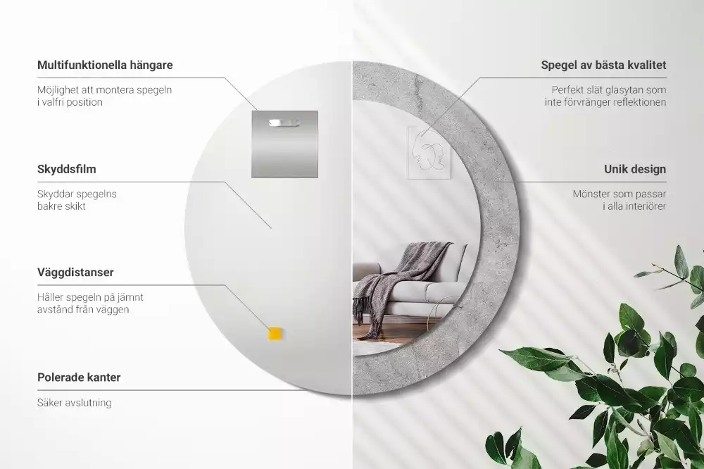 Kerek díszes tükör Szürke cement