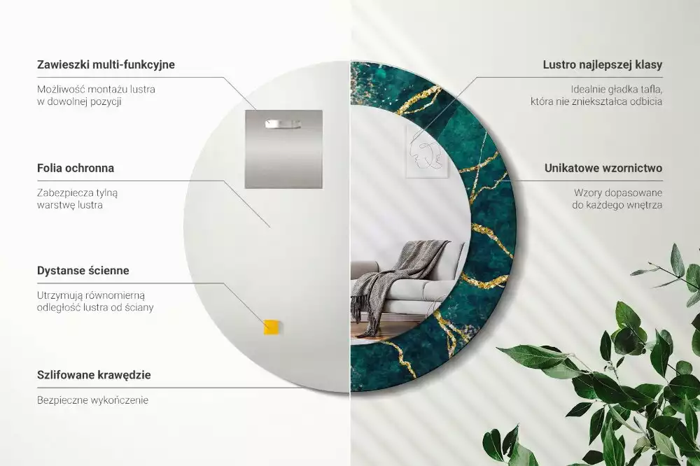 Kerek díszes tükör Szerpentin