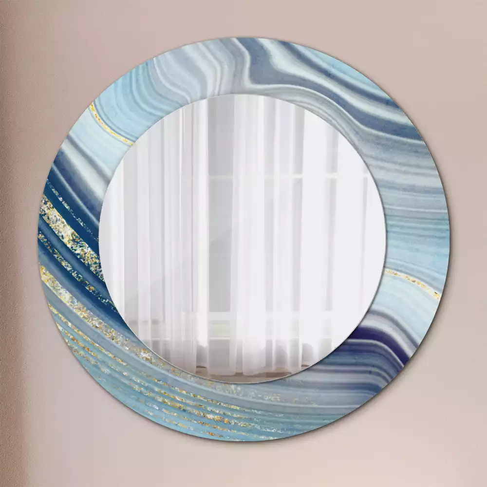 Kerek díszes tükör Kék márvány