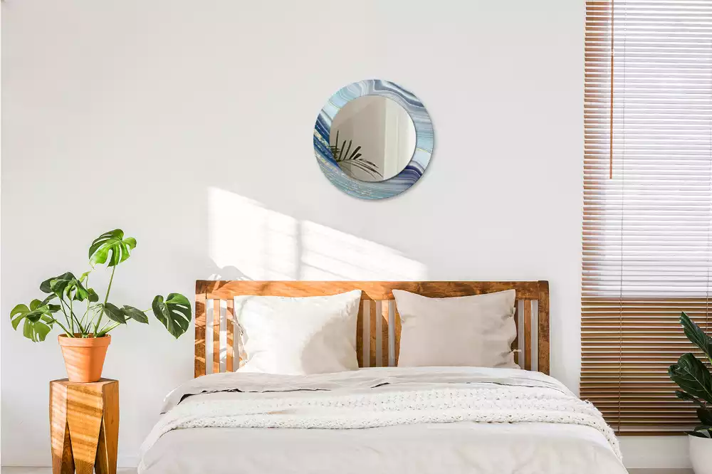 Kerek díszes tükör Kék márvány