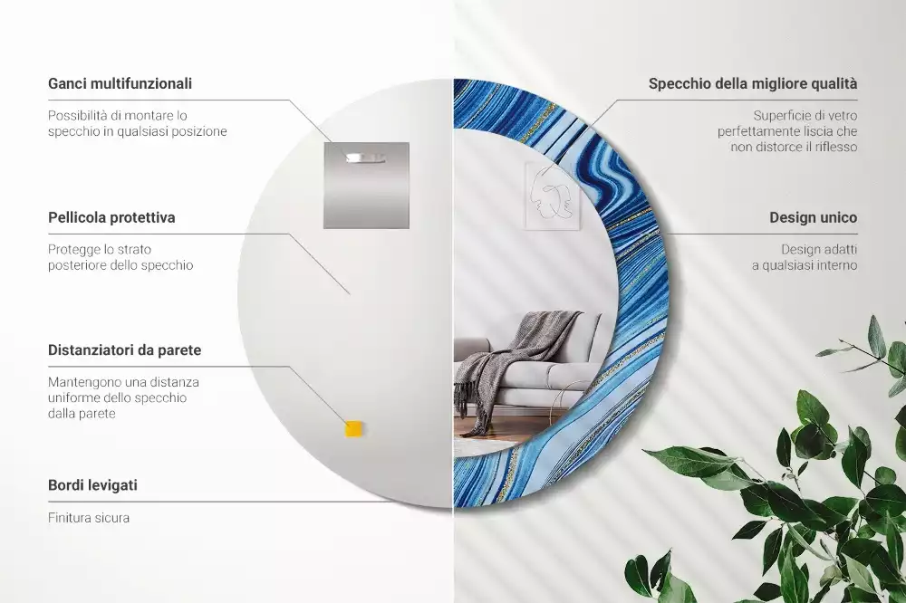 Kerek díszes tükör Márvány folyó