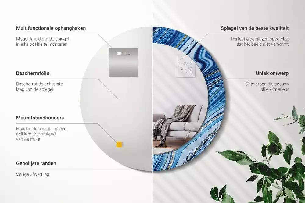 Kerek díszes tükör Márvány folyó