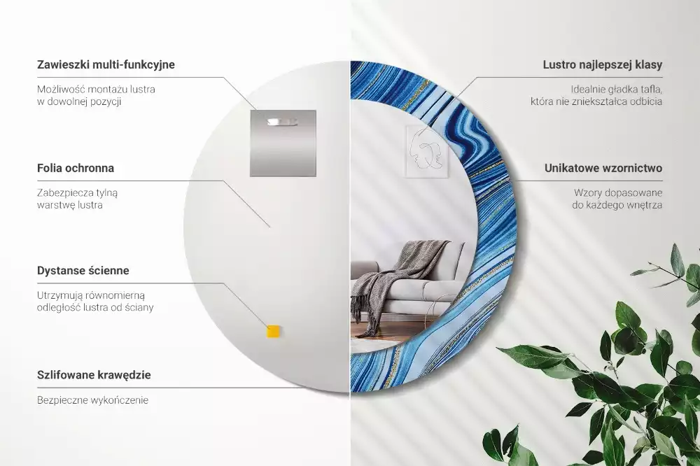 Kerek díszes tükör Márvány folyó