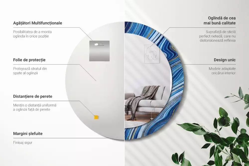 Kerek díszes tükör Márvány folyó