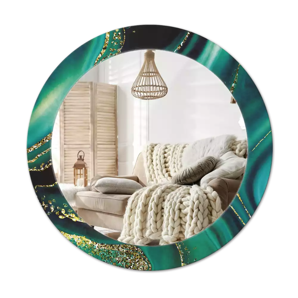 Kerek díszes tükör Smaragd márvány