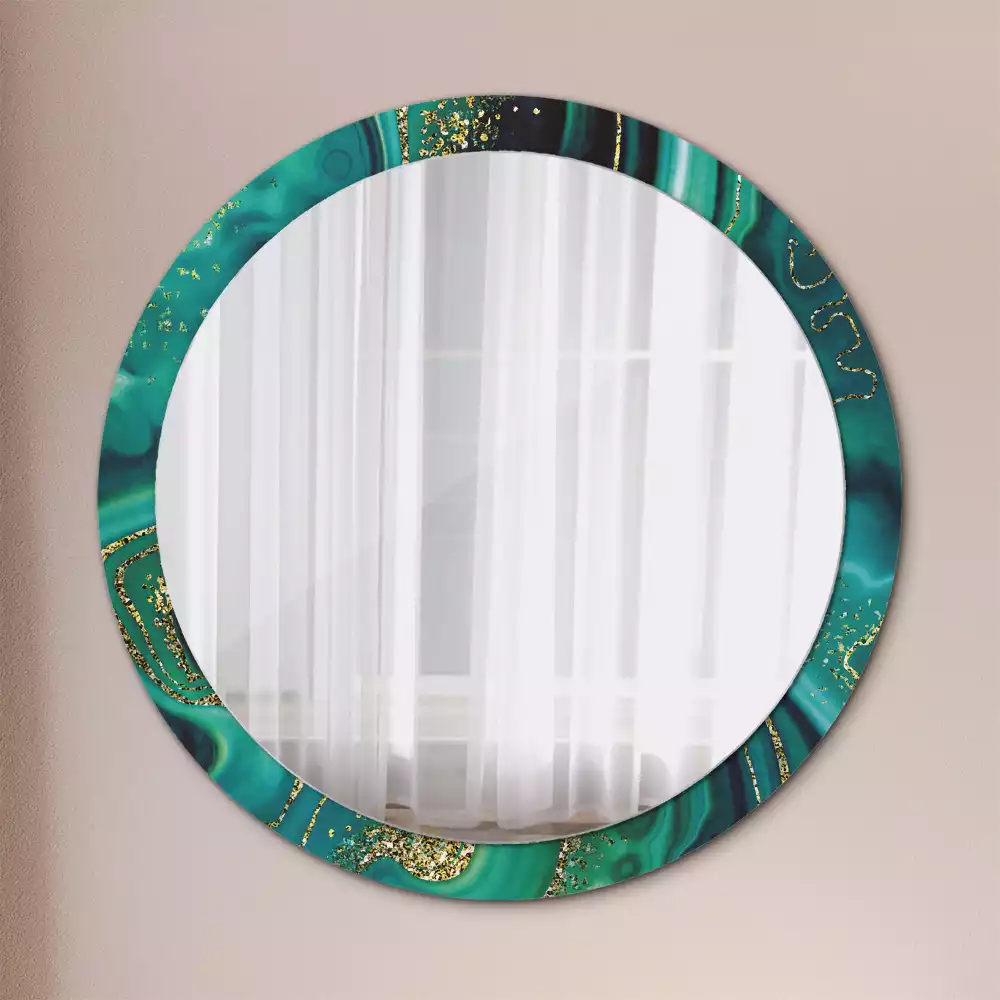 Kerek díszes tükör Smaragd márvány