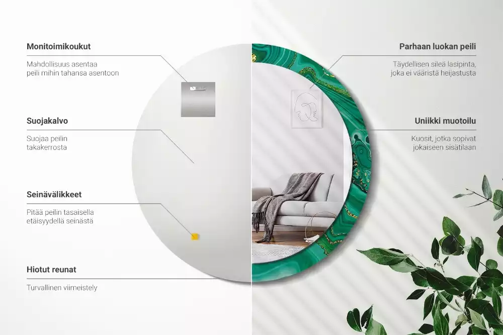 Kerek díszes tükör Achát márvány