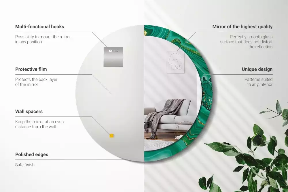 Kerek díszes tükör Achát márvány