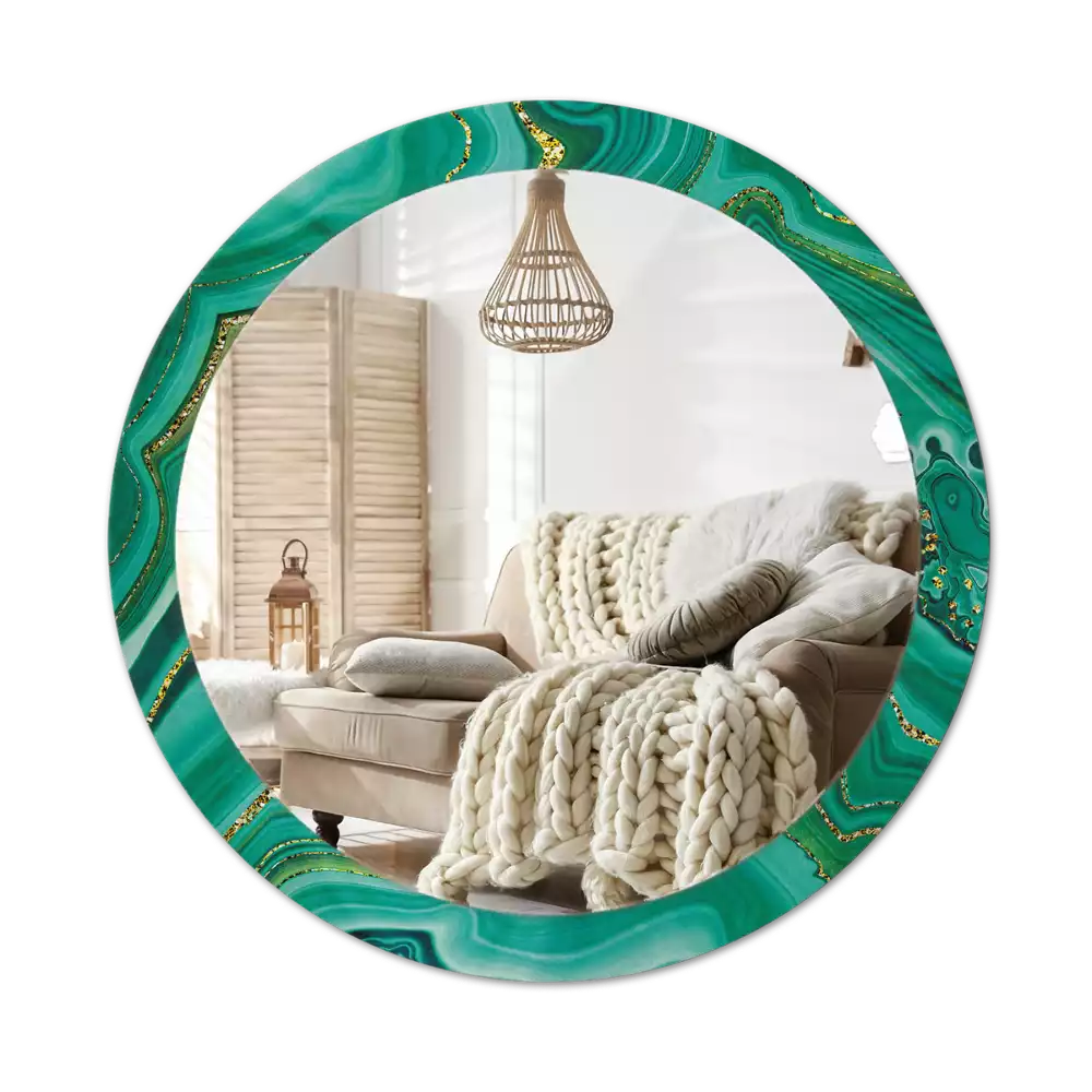 Kerek díszes tükör Achát márvány