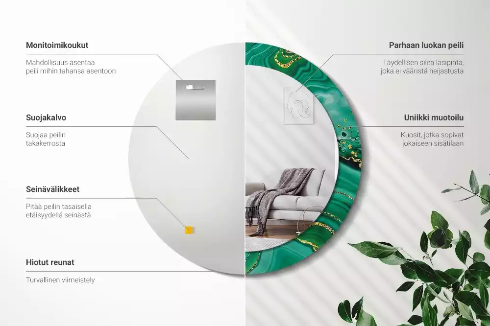 Kerek díszes tükör Achát márvány