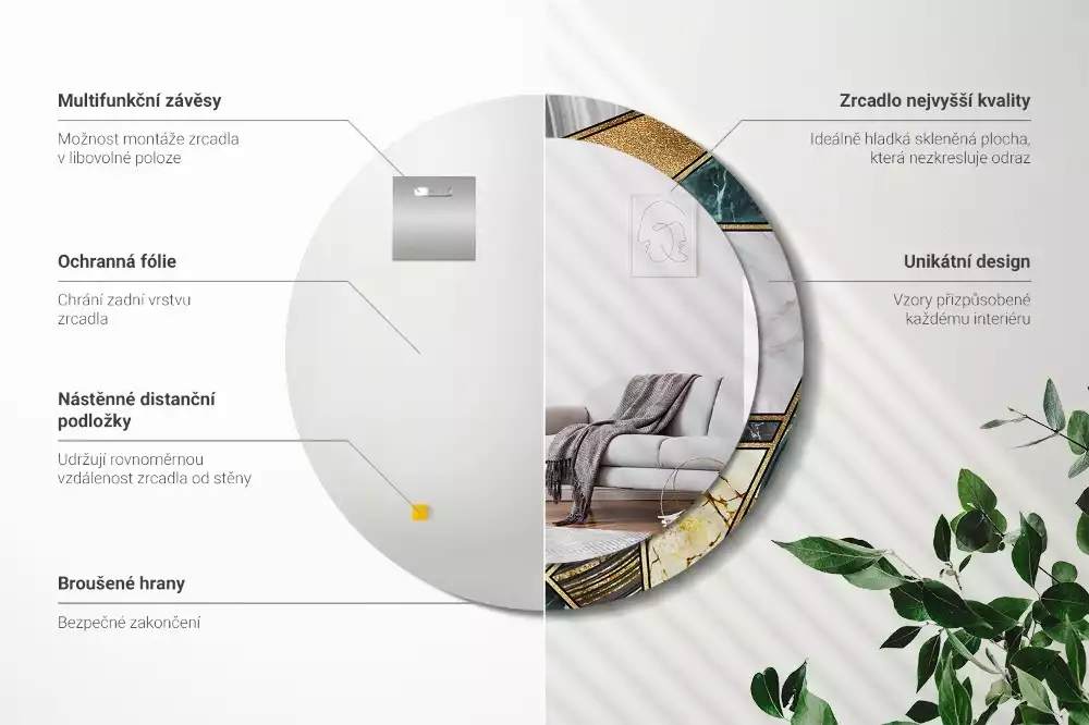 Kerek díszes tükör Márvány stílusú