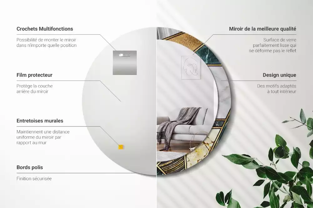 Kerek díszes tükör Márvány stílusú