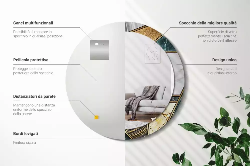 Kerek díszes tükör Márvány stílusú