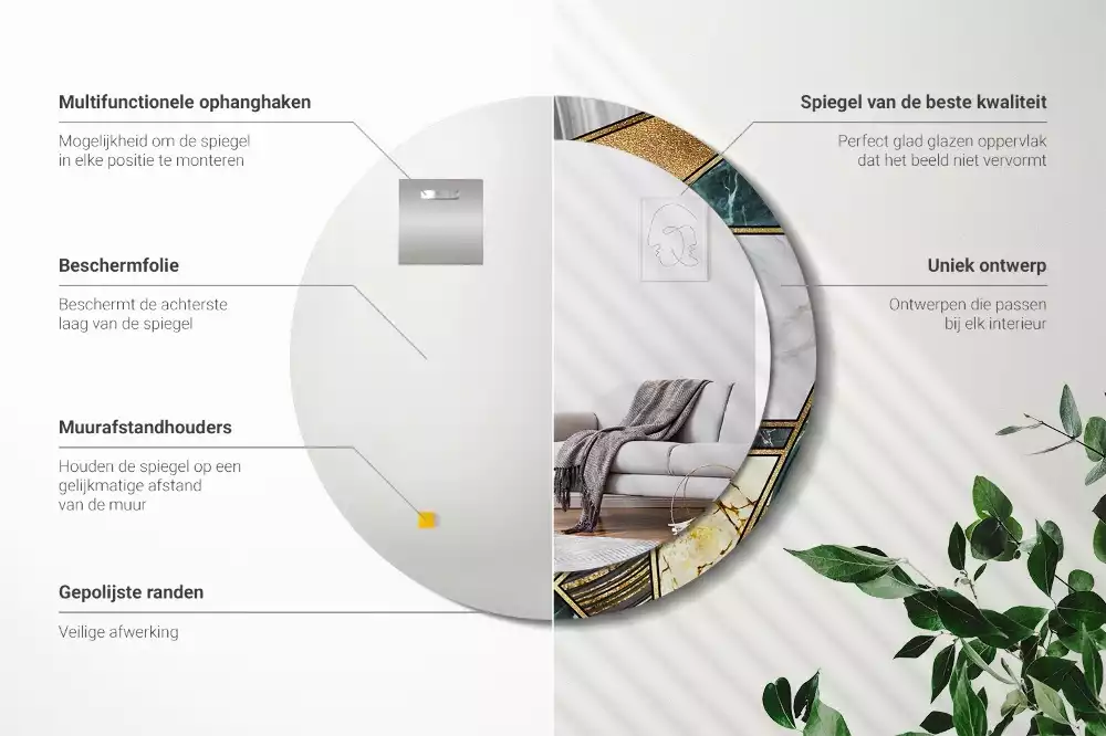 Kerek díszes tükör Márvány stílusú