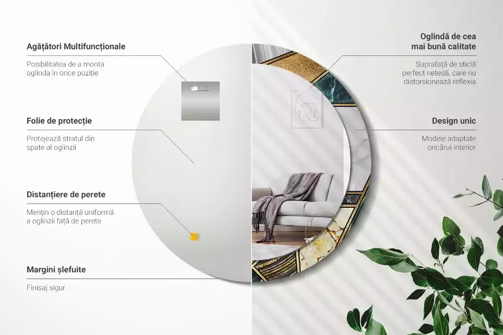 Kerek díszes tükör Márvány stílusú