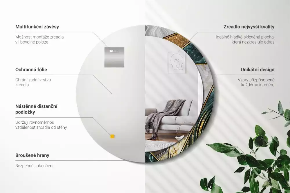 Kerek díszes tükör Márvány stílusú