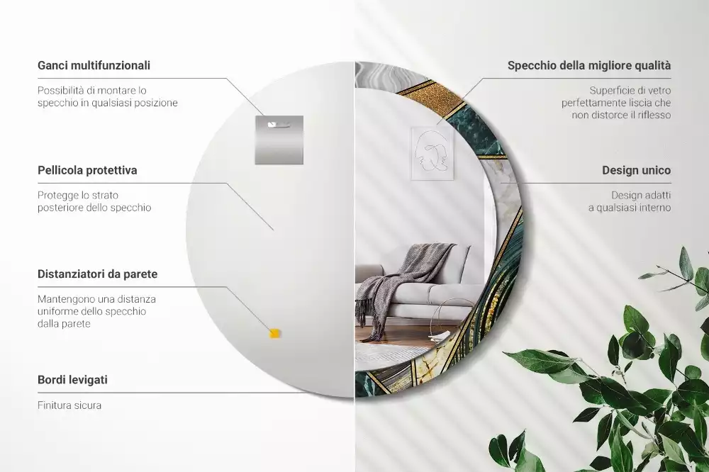 Kerek díszes tükör Márvány stílusú