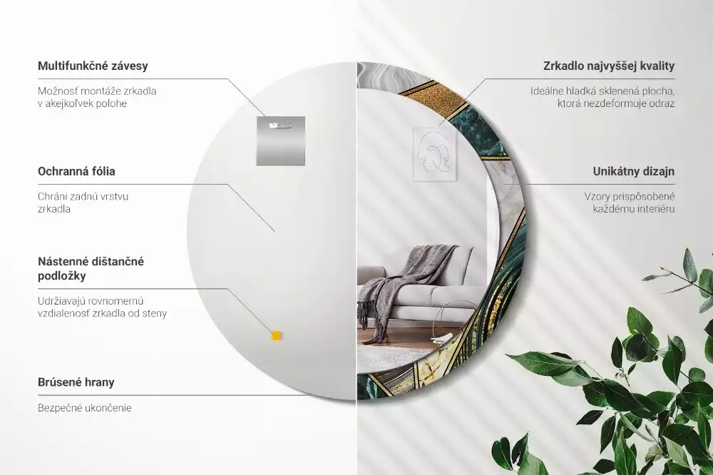 Kerek díszes tükör Márvány stílusú