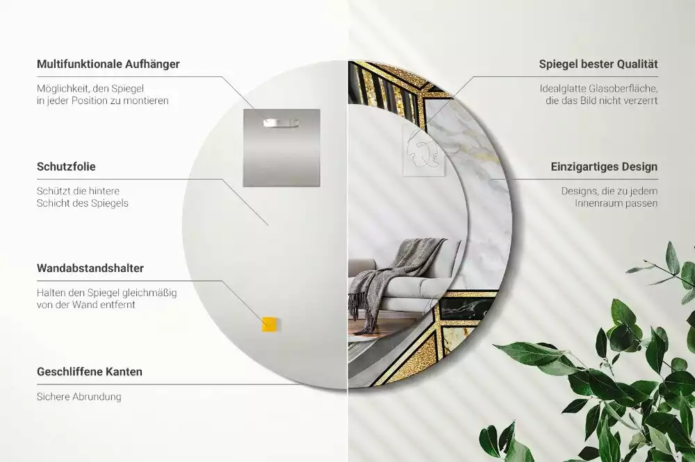 Kerek díszes tükör Márvány stílusú