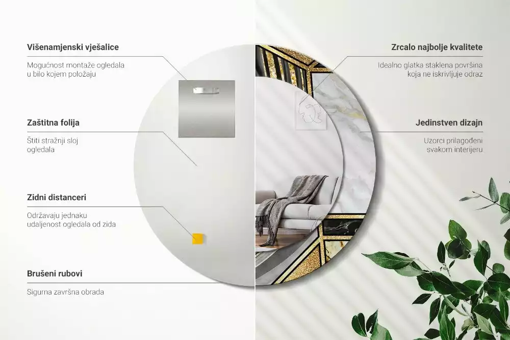 Kerek díszes tükör Márvány stílusú