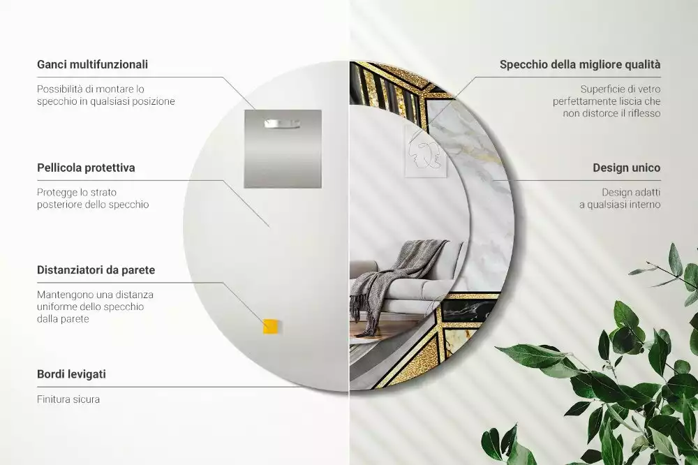 Kerek díszes tükör Márvány stílusú