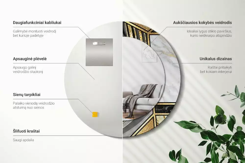 Kerek díszes tükör Márvány stílusú