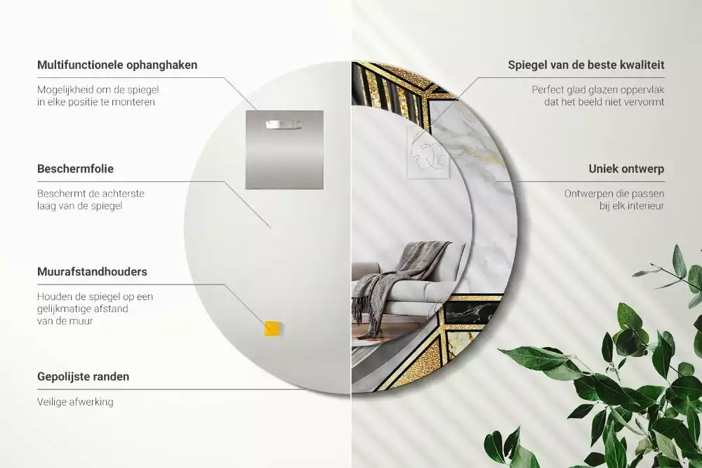 Kerek díszes tükör Márvány stílusú