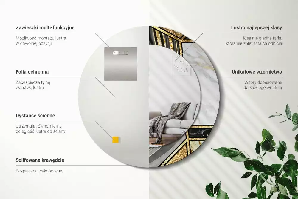 Kerek díszes tükör Márvány stílusú