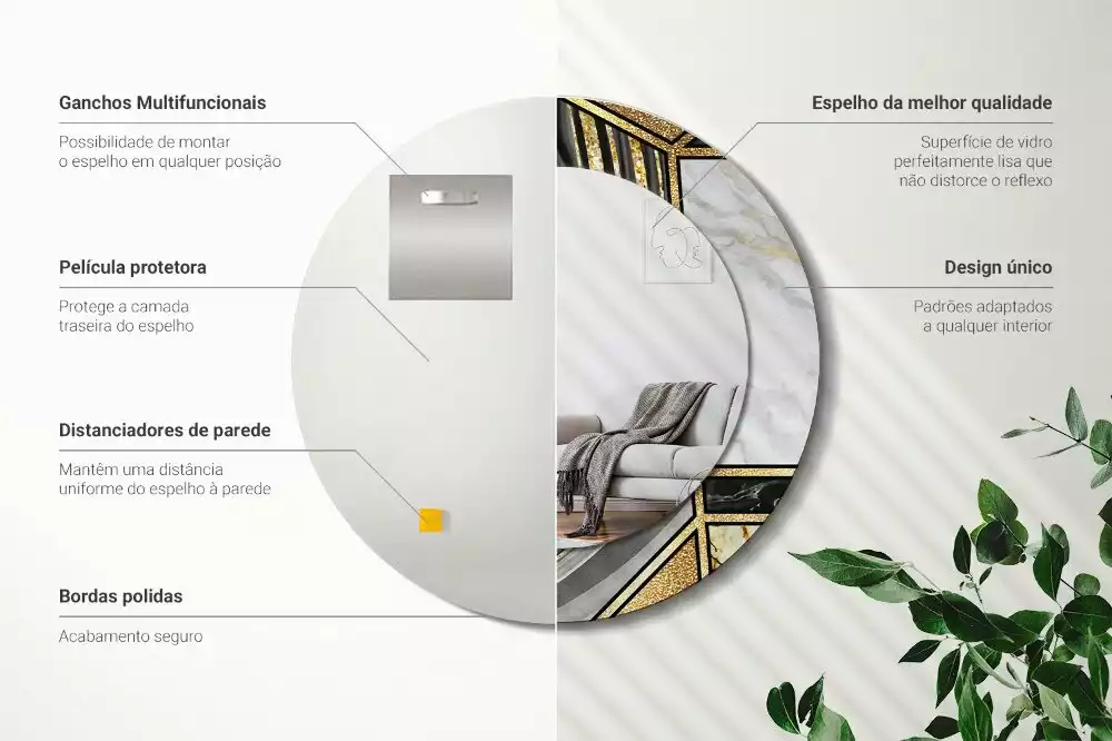 Kerek díszes tükör Márvány stílusú