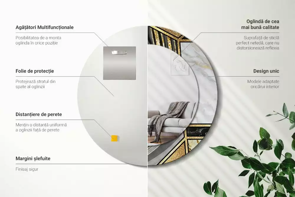 Kerek díszes tükör Márvány stílusú