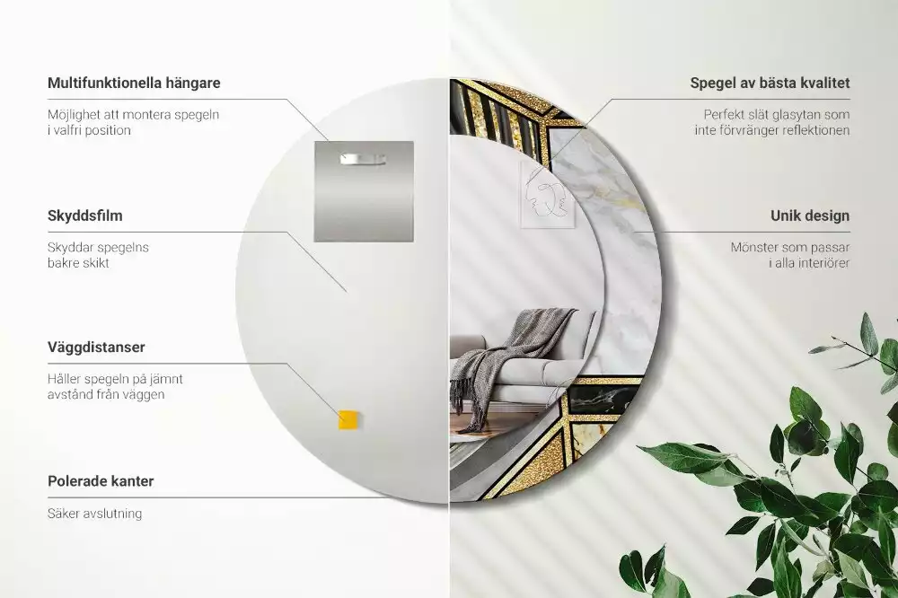 Kerek díszes tükör Márvány stílusú