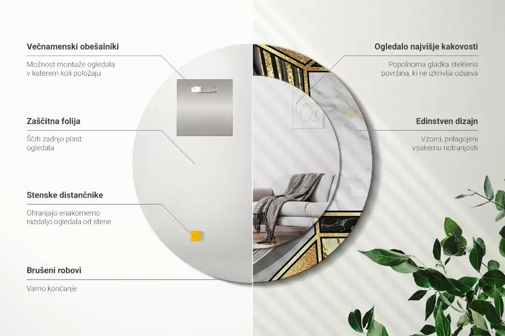 Kerek díszes tükör Márvány stílusú