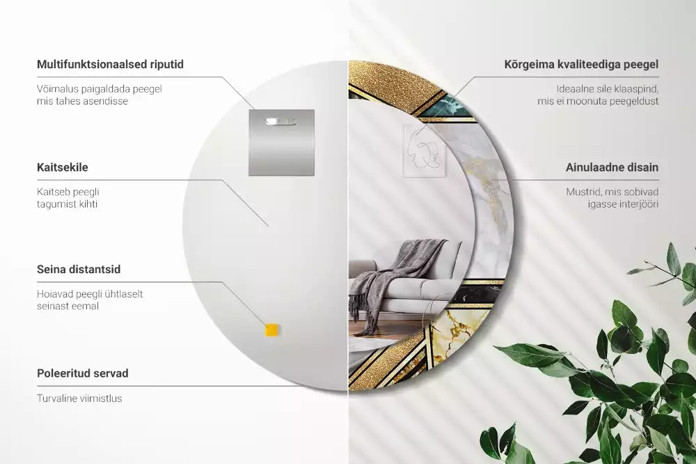 Kerek díszes tükör Márvány stílusú