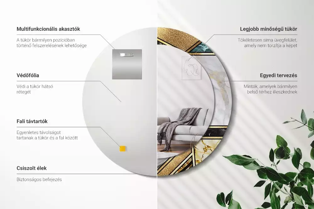 Kerek díszes tükör Márvány stílusú