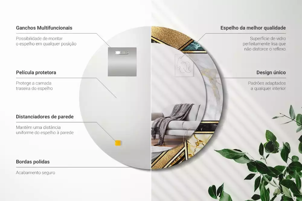 Kerek díszes tükör Márvány stílusú