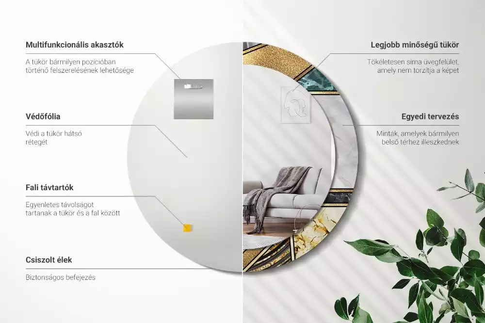 Kerek díszes tükör Márvány stílusú