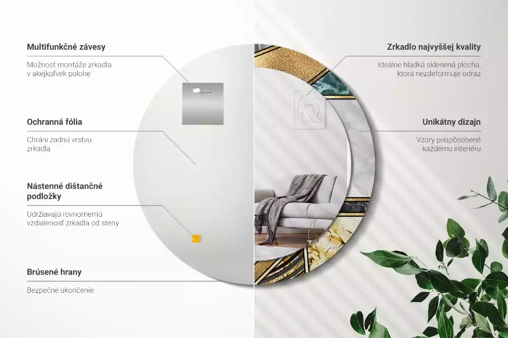 Kerek díszes tükör Márvány stílusú