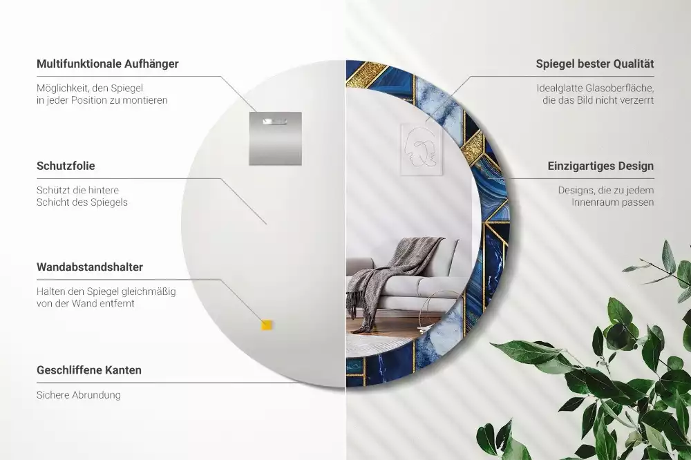 Kerek díszes tükör Modern márvány