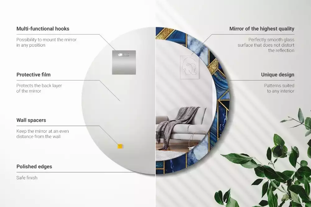 Kerek díszes tükör Modern márvány