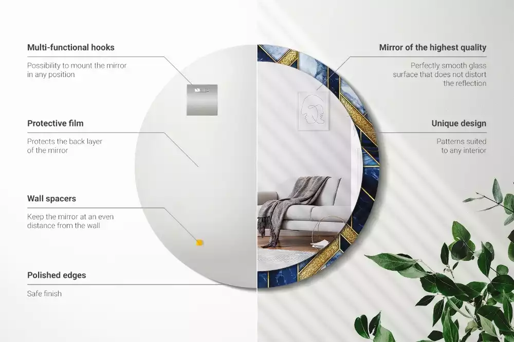 Kerek díszes tükör Modern márvány