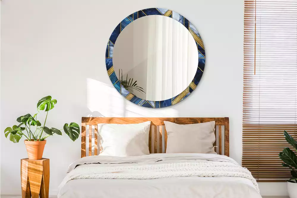 Kerek díszes tükör Modern márvány